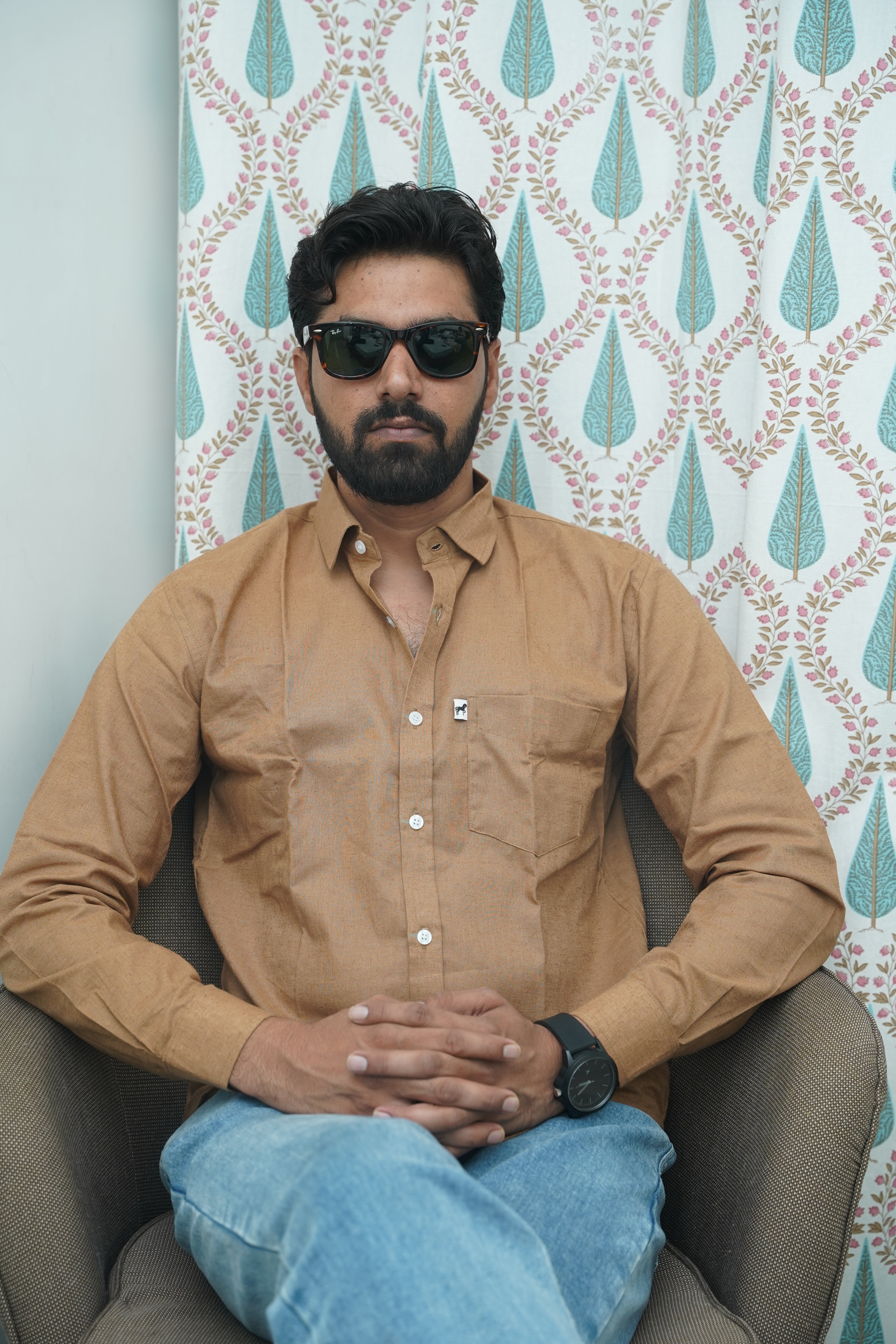 Dark Brown Plain Cotton Shirt