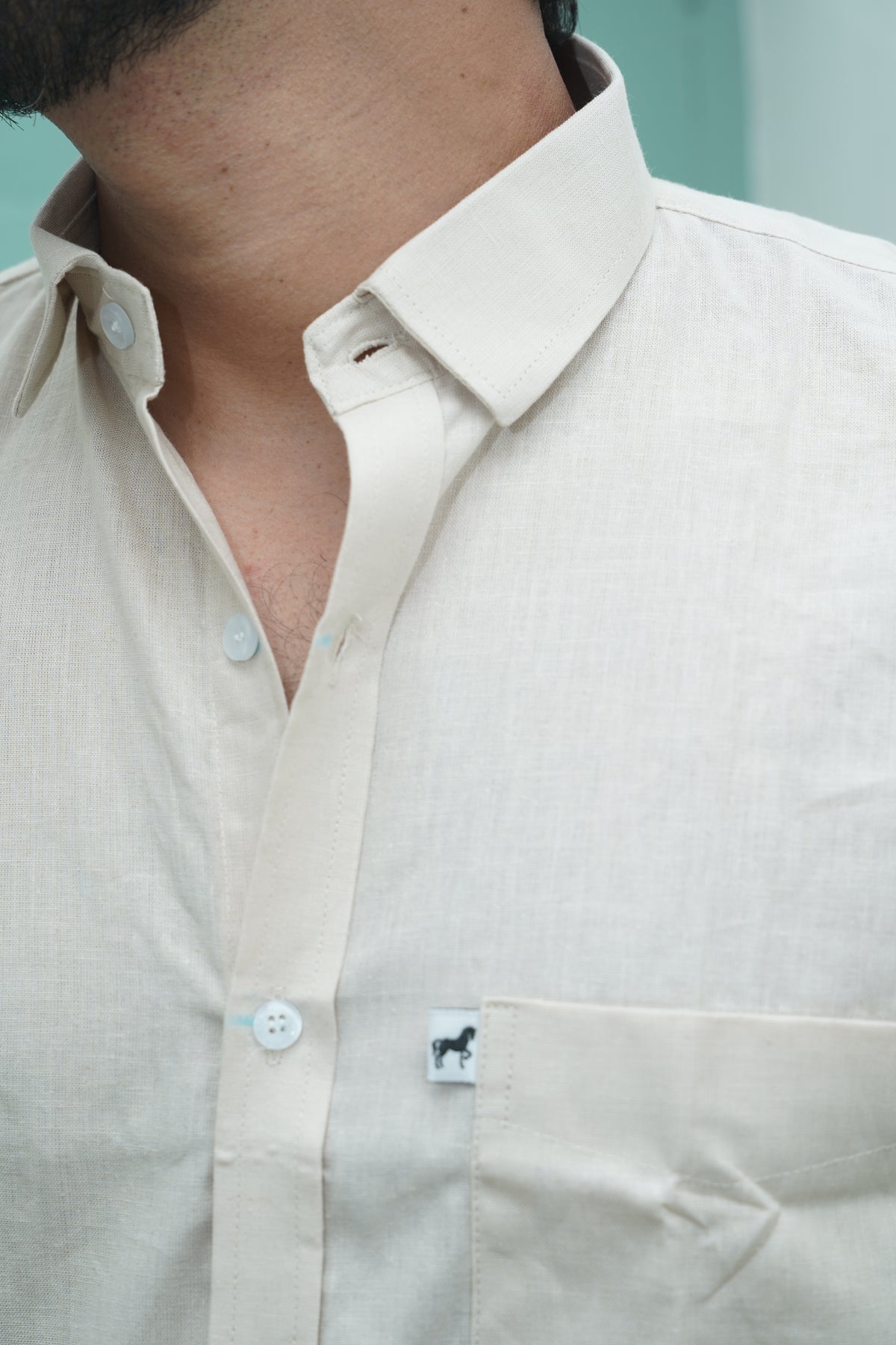 Off White Plain Cotton Shirt
