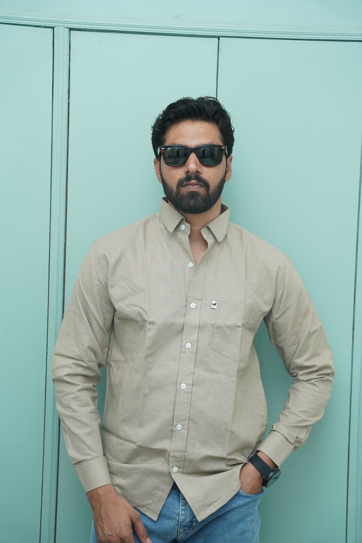 Light Green Plain Cotton Shirt