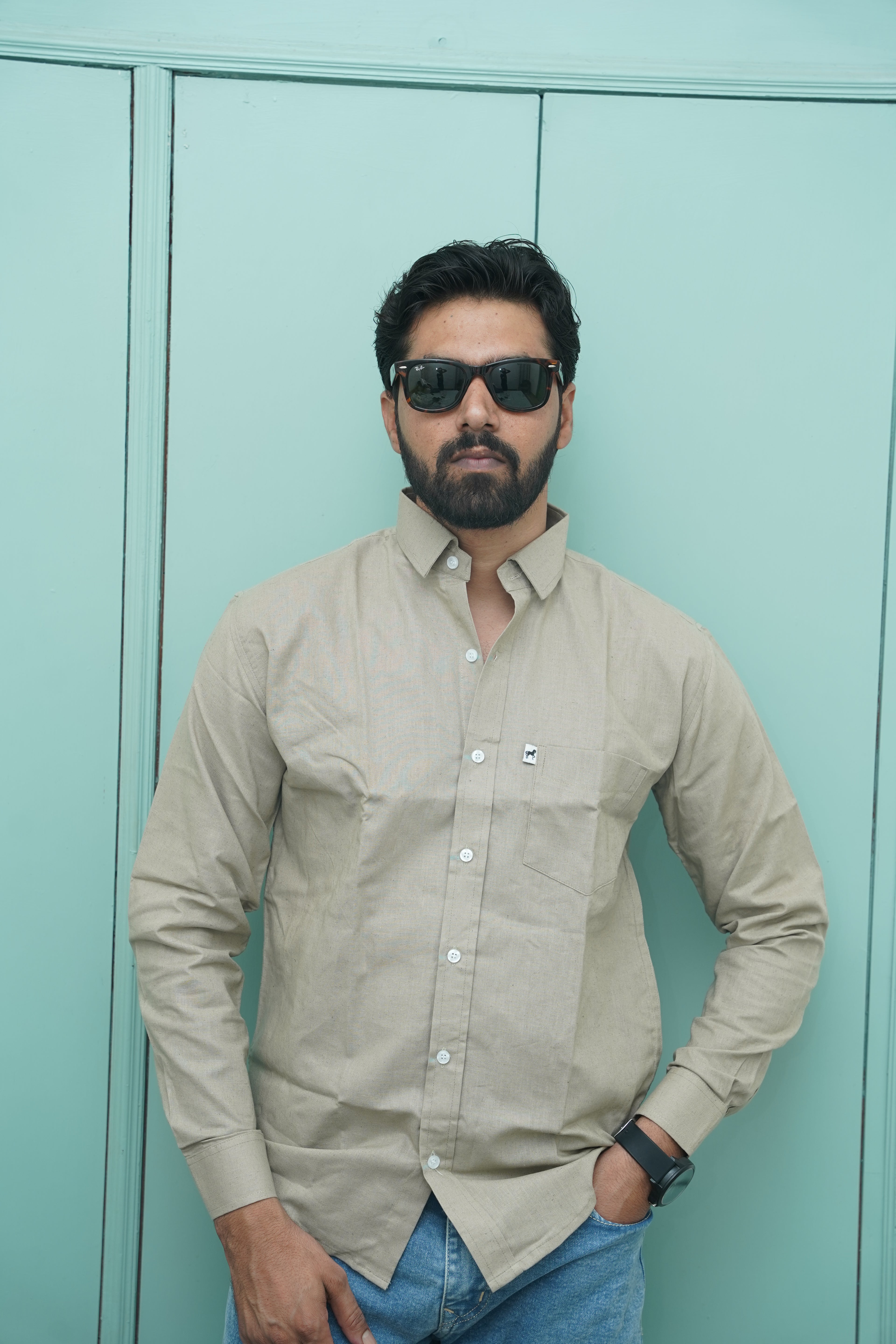 Light Green Plain Cotton Shirt