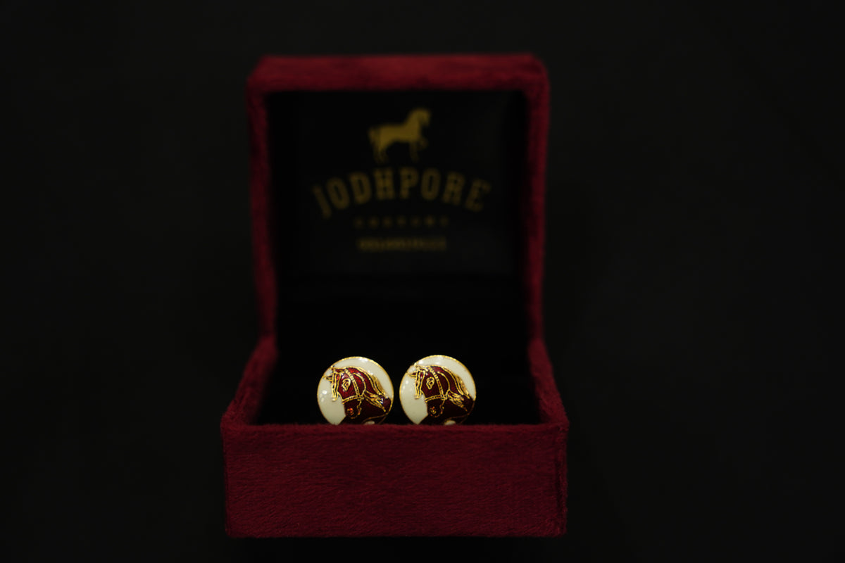 Ivory Maroon Horse Cufflinks