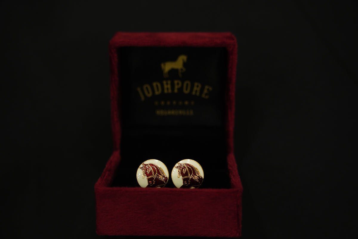 Ivory Maroon Horse Cufflinks