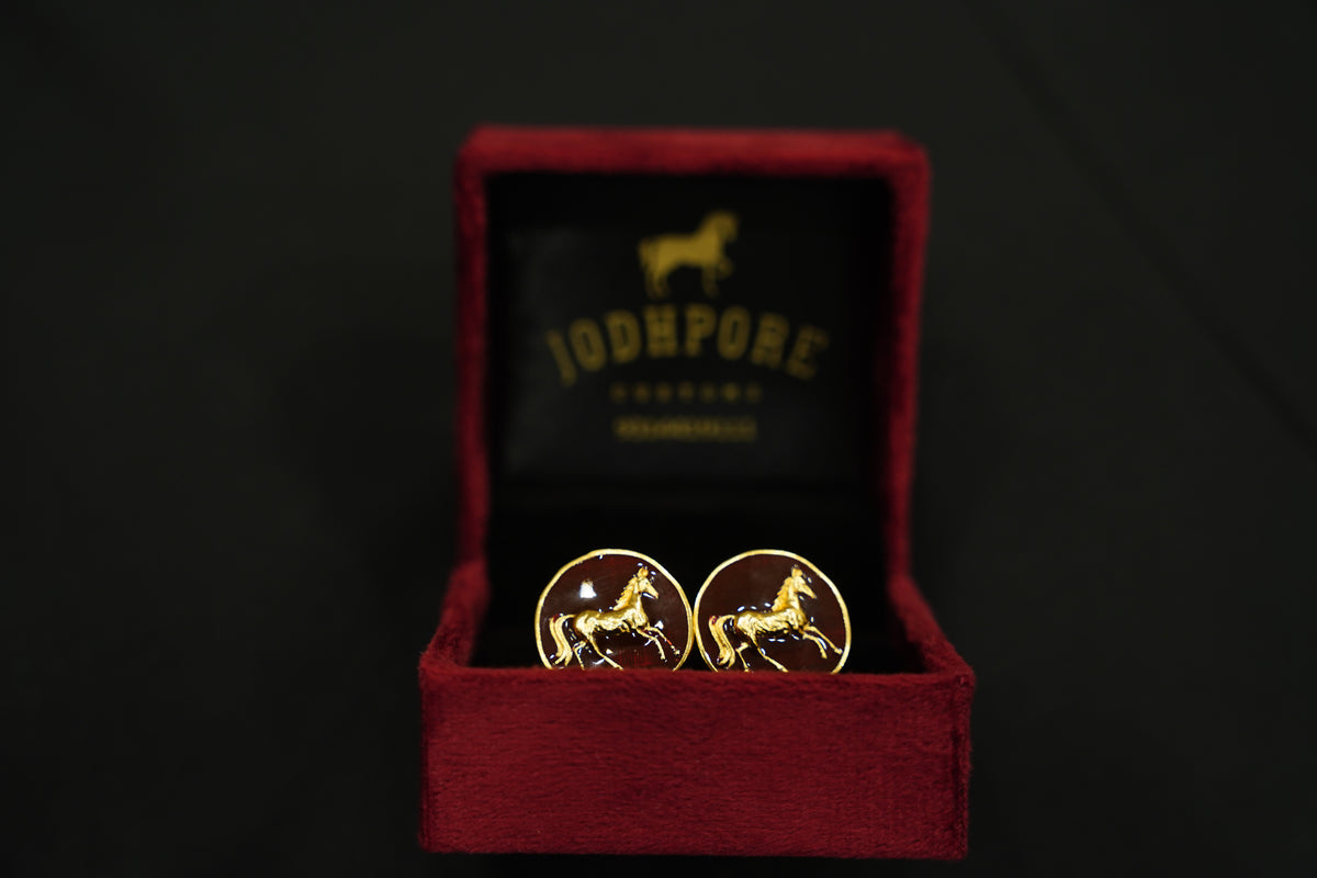 Brown Gold Horse Cufflinks