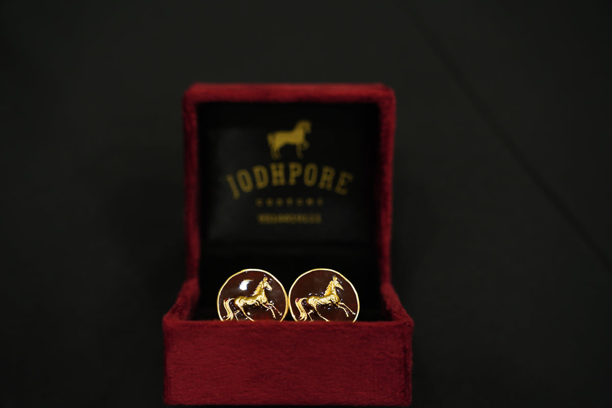 Brown Gold Horse Cufflinks