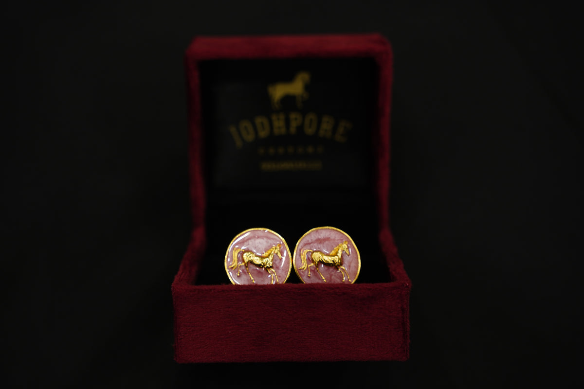 Rose Pink Horse Cufflinks