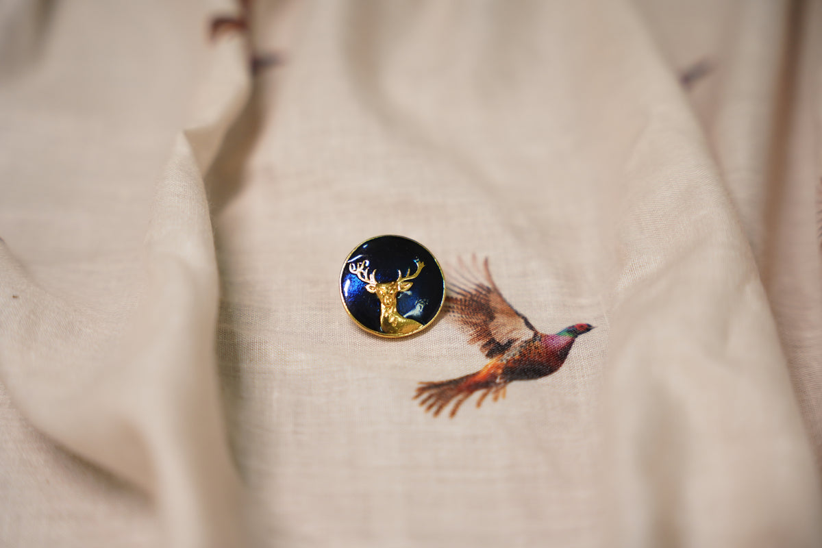 Navy Deer Metal Button