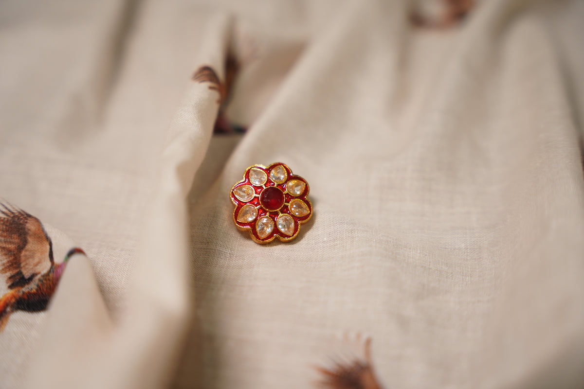 Ruby Crystal Flower Button