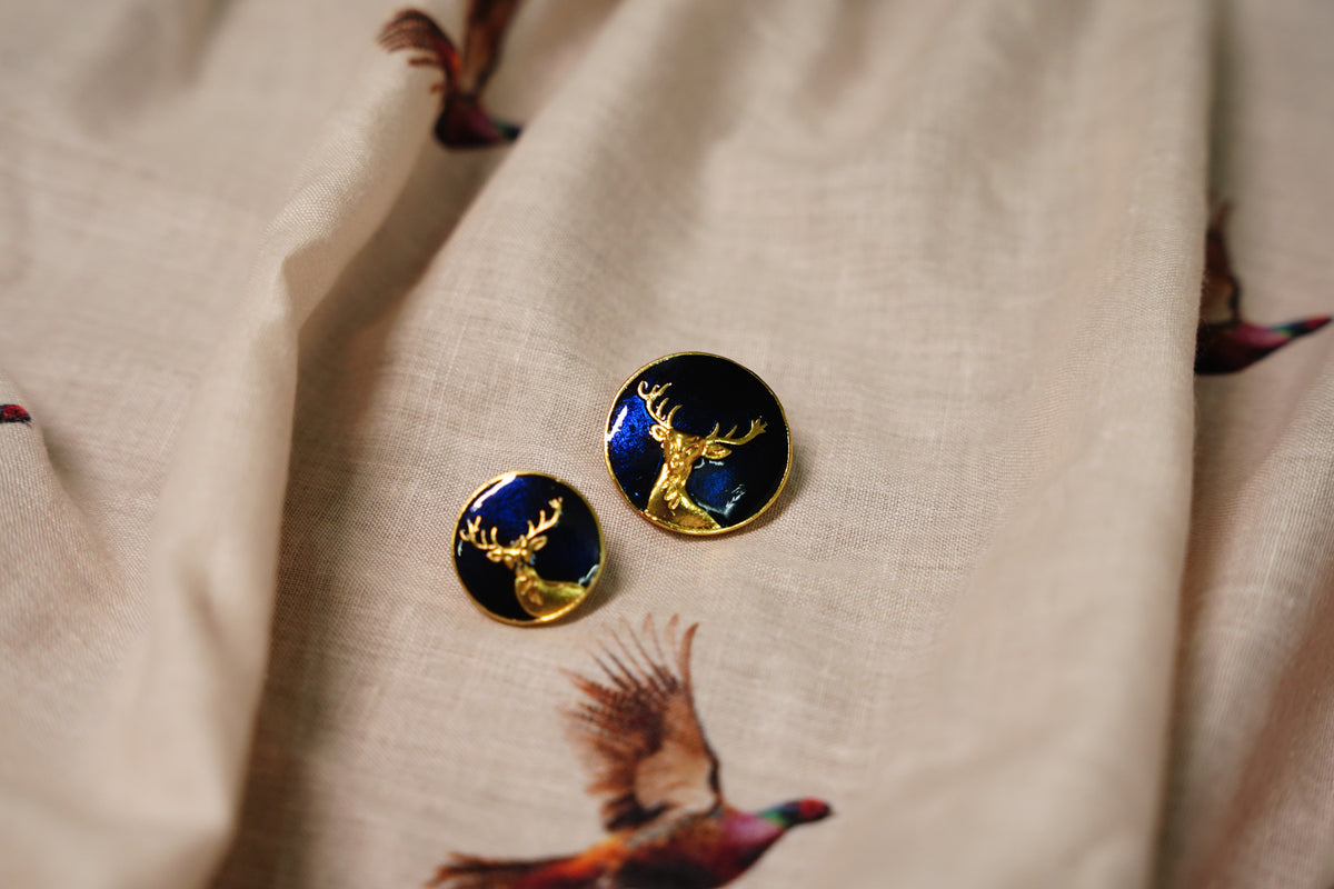 Navy Deer Metal Button