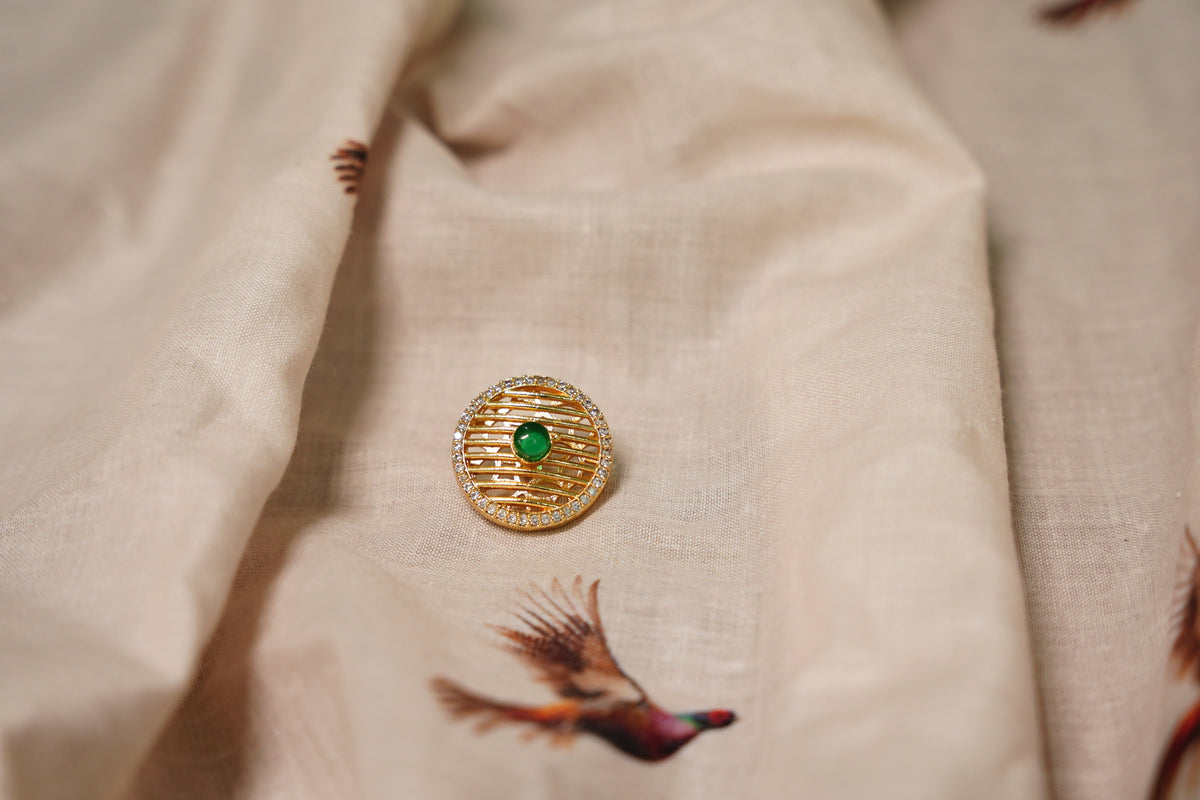 Green Stone Crystal Button