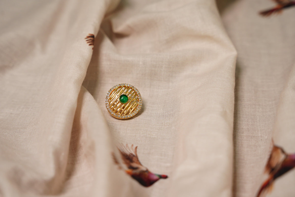 Green Stone Crystal Button
