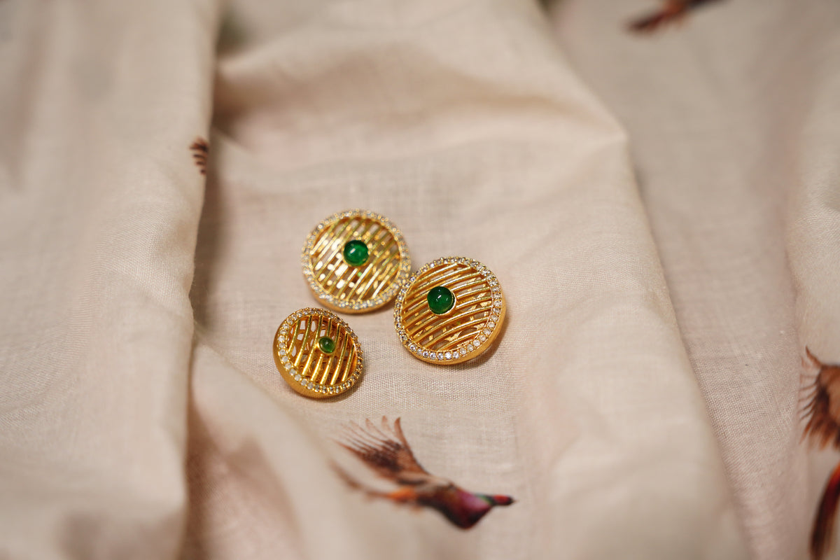 Green Stone Crystal Button
