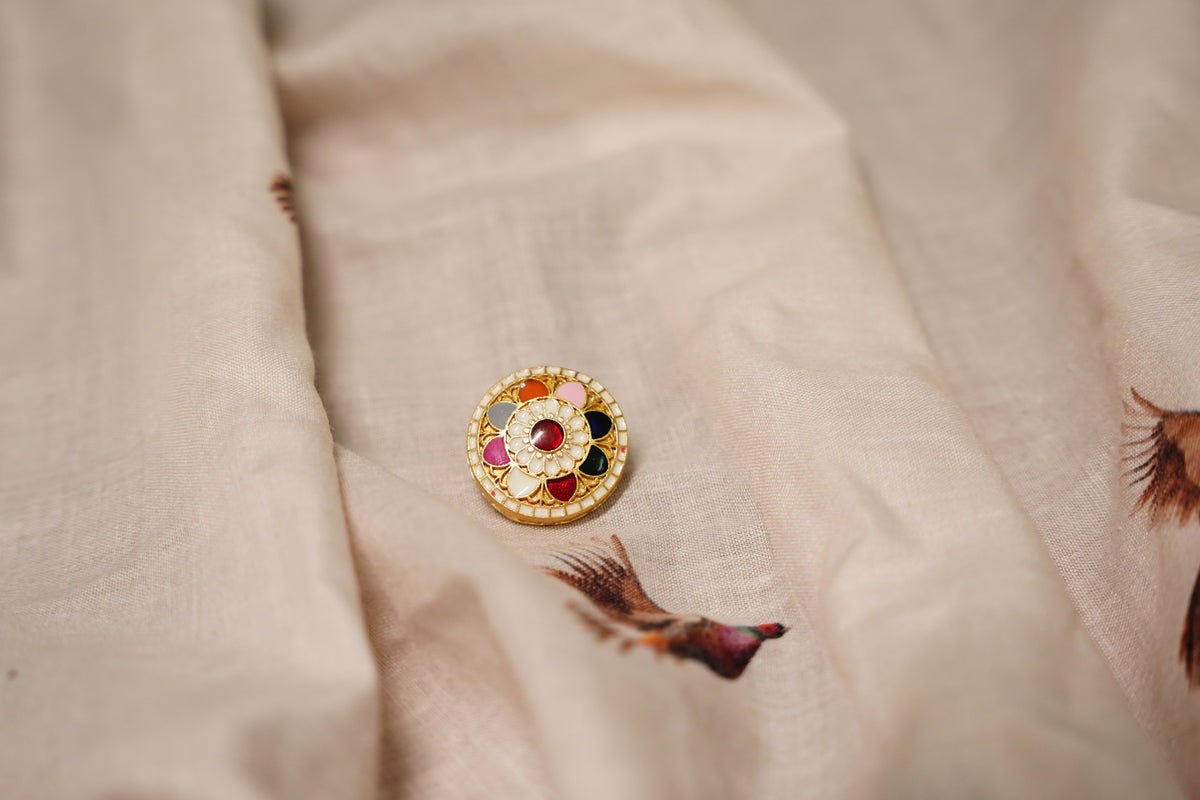 Multicolour Floral Enamel Button