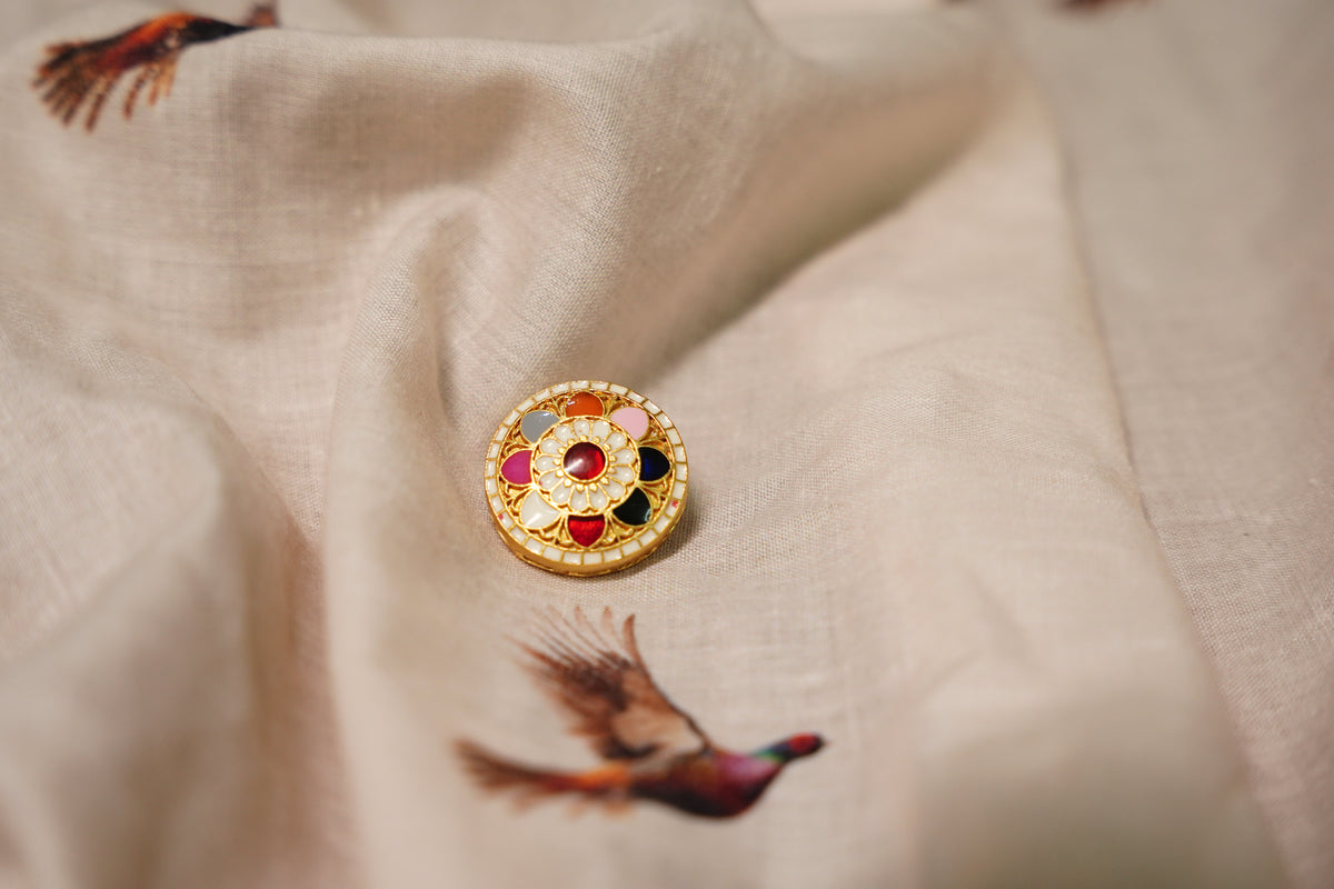 Multicolour Floral Enamel Button