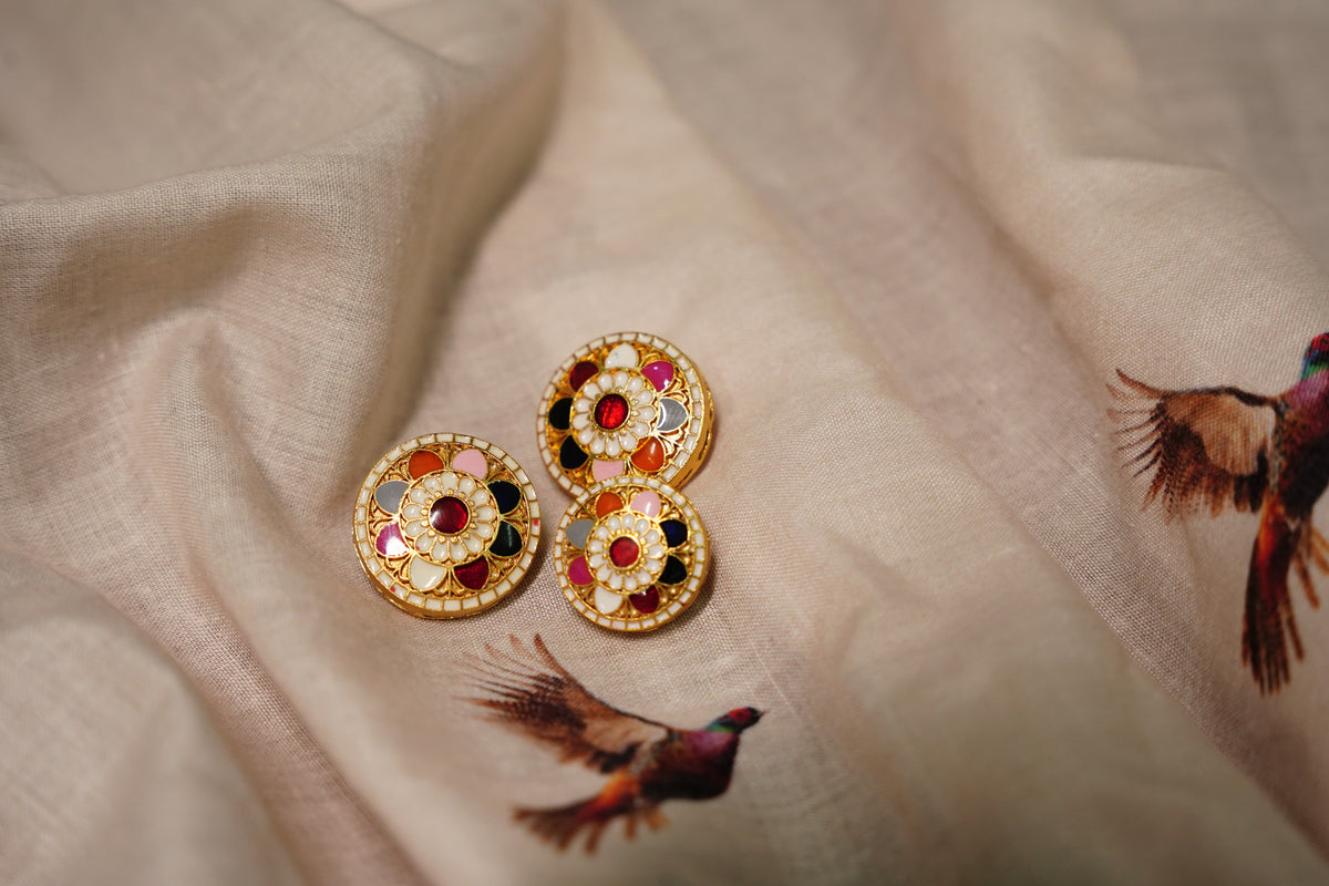 Multicolour Floral Enamel Button