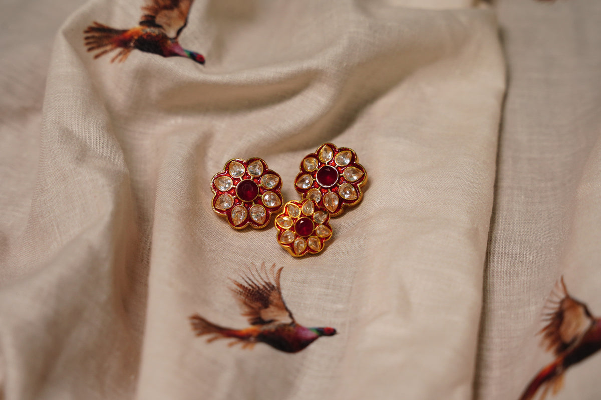 Ruby Crystal Flower Button