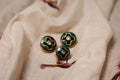 Green Black Crystal Button