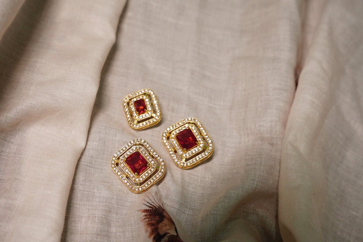 Ruby Square Crystal Button