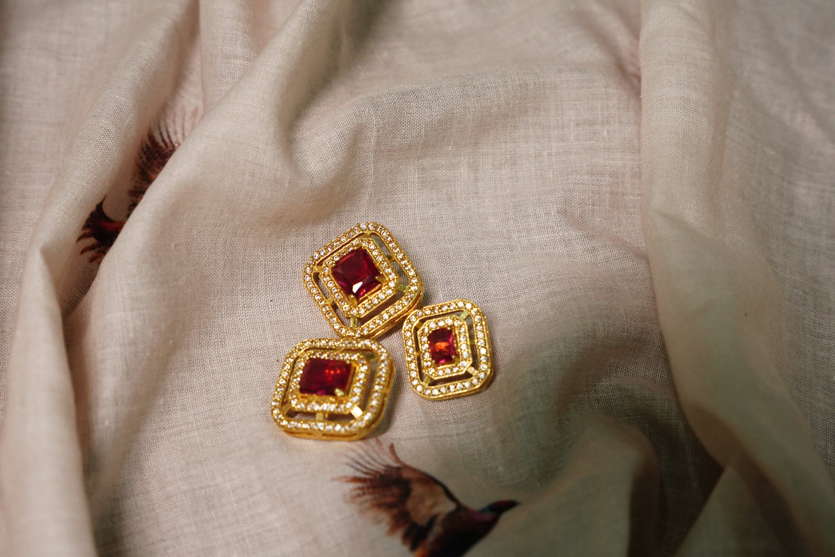 Ruby Square Crystal Button