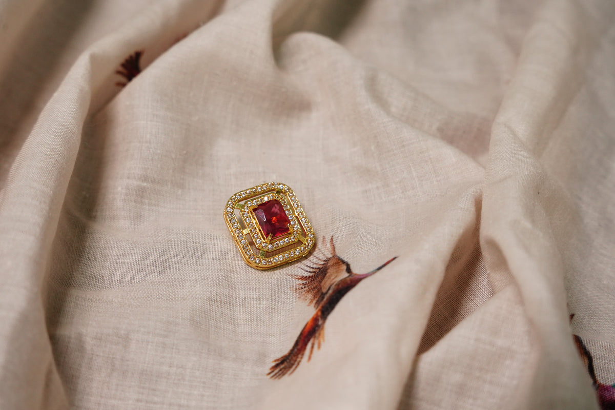 Ruby Square Crystal Button