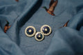 White Blue Floral Metal Button
