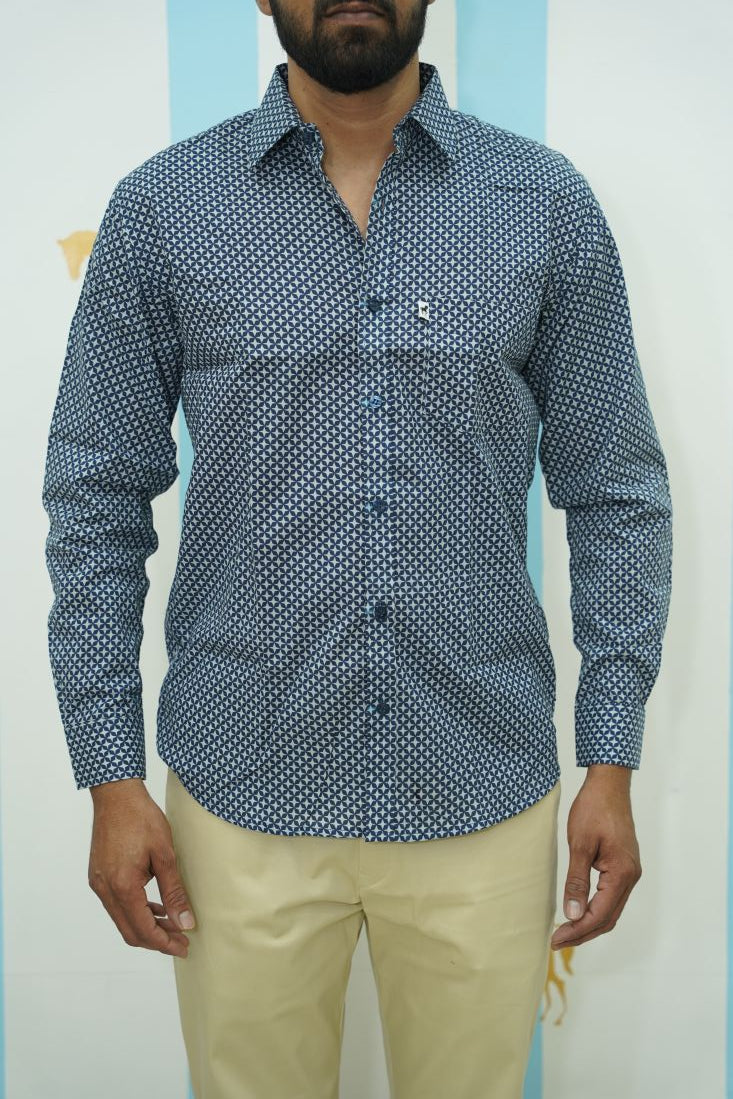 Dark Blue Micro Print Shirt
