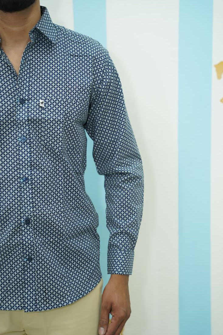 Dark Blue Micro Print Shirt