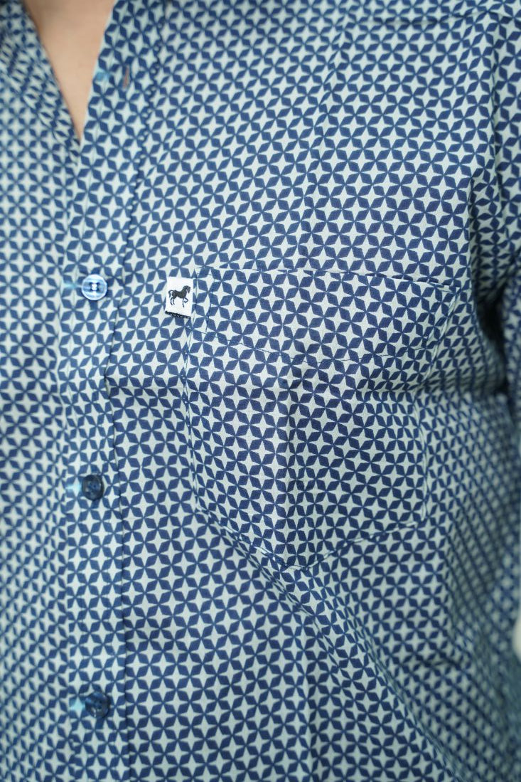 Dark Blue Micro Print Shirt