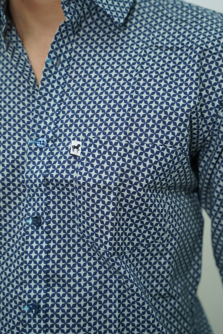 Dark Blue Micro Print Shirt