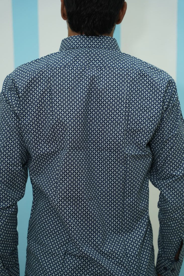 Dark Blue Micro Print Shirt