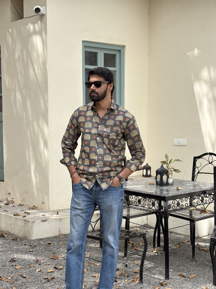 Dark Grey Printed Shirt