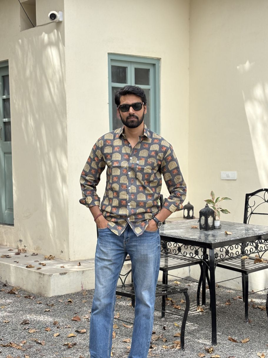Dark Grey Printed Shirt