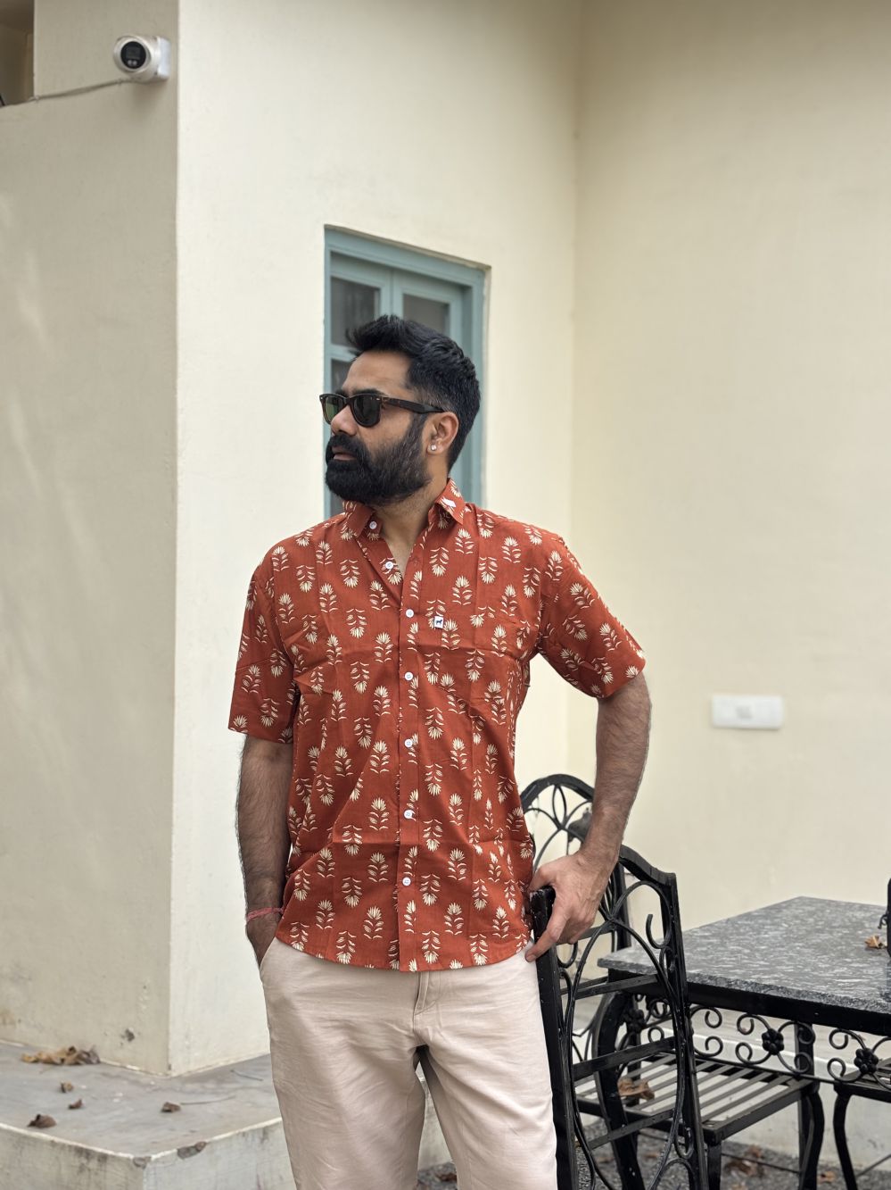 Dark Orange Printed Shirt