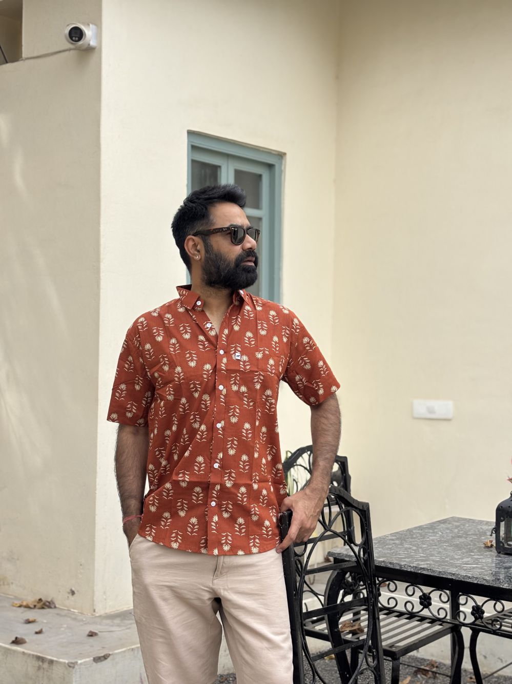 Dark Orange Printed Shirt