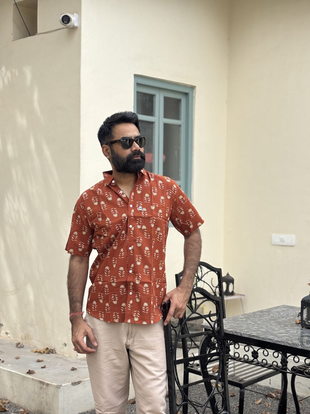 Dark Orange Printed Shirt