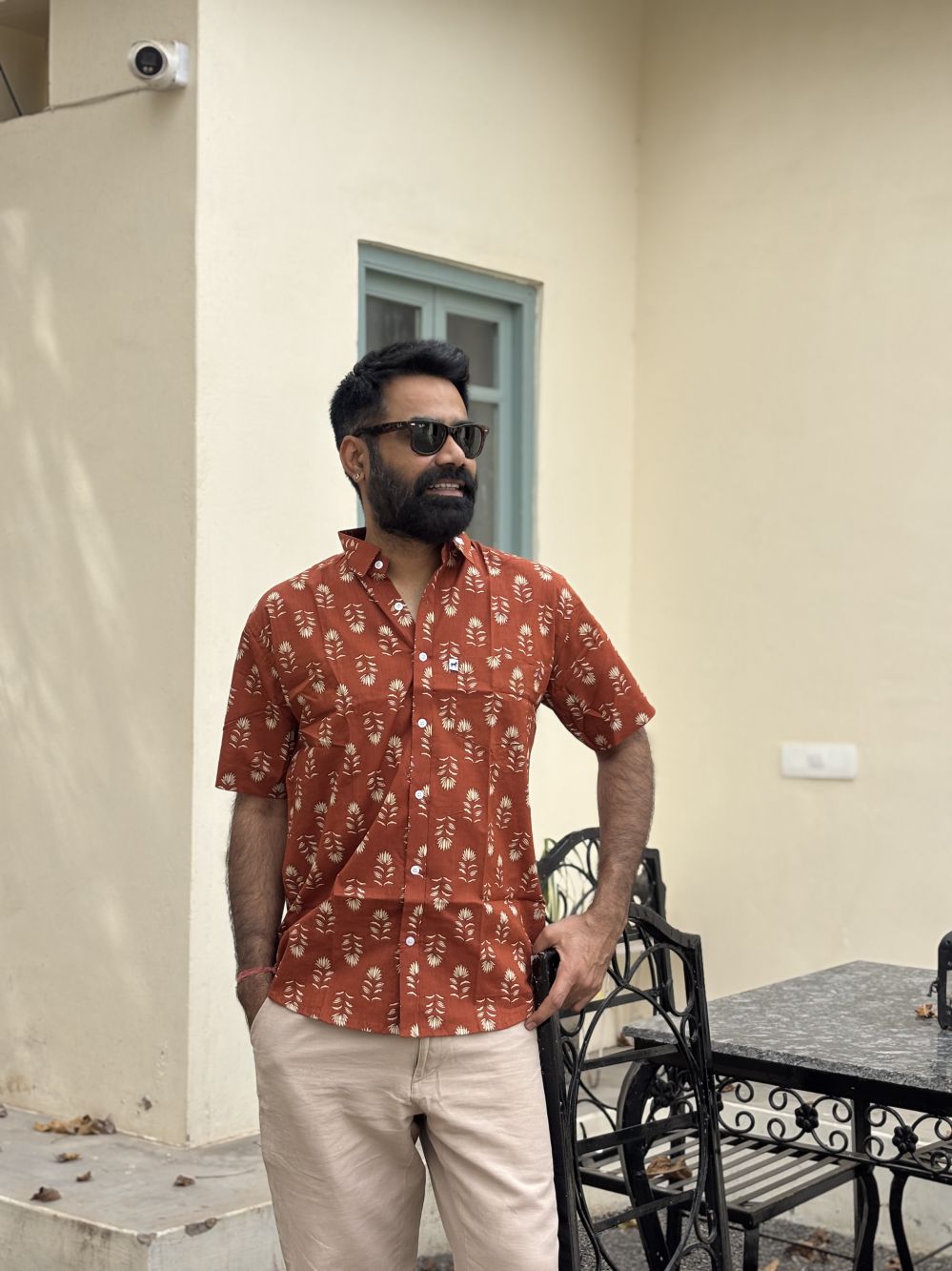 Dark Orange Printed Shirt