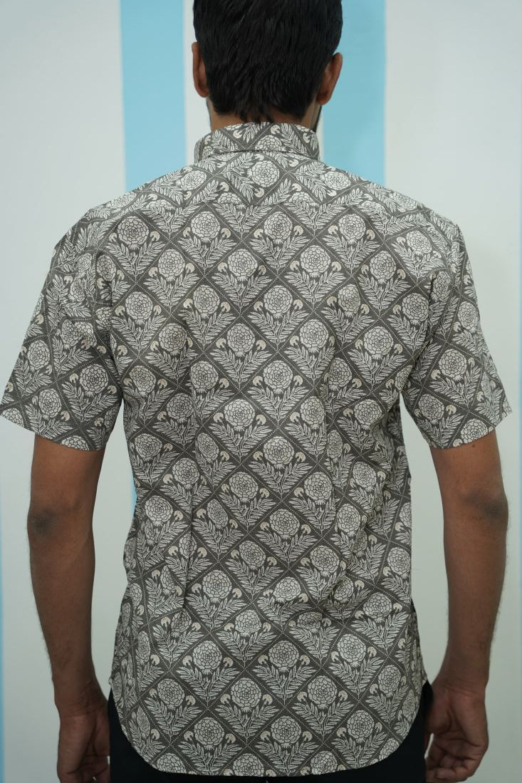 Grey Floral Printed Shirt