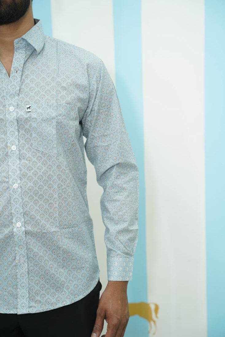 Light Blue Buti Printed Shirt
