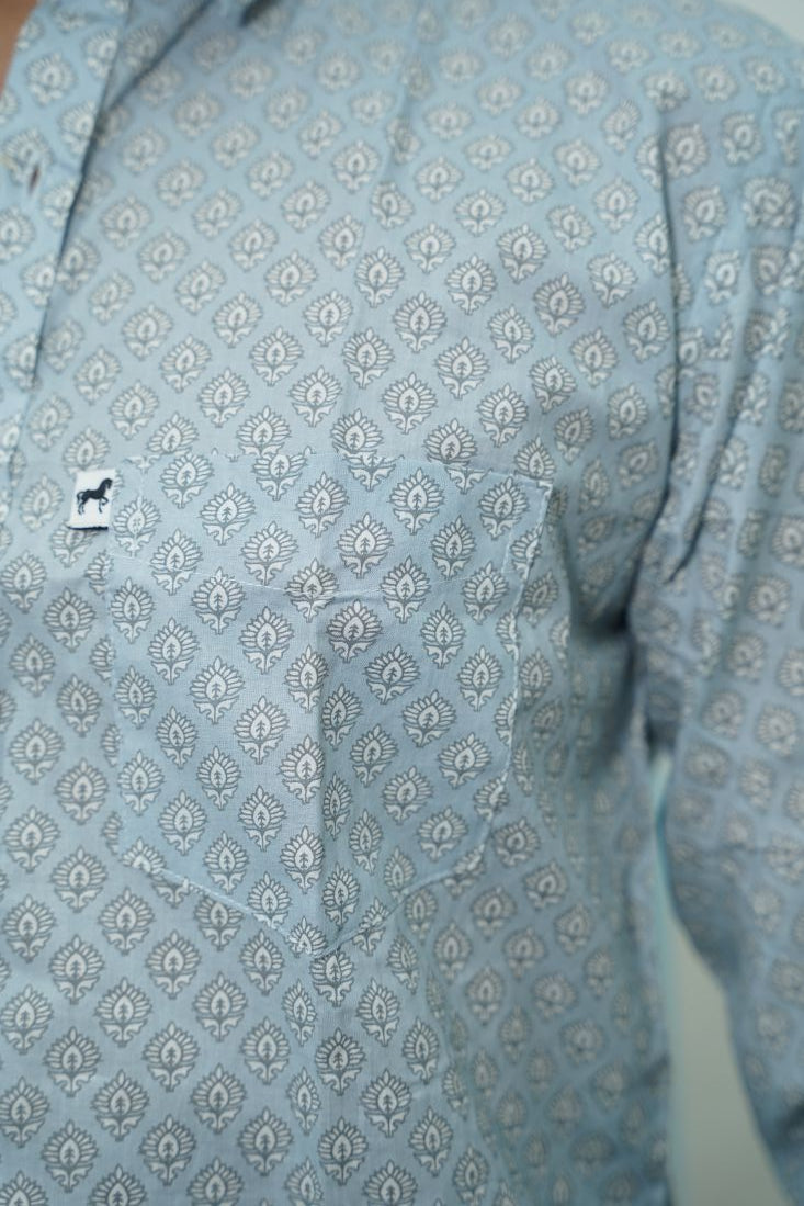 Light Blue Buti Printed Shirt