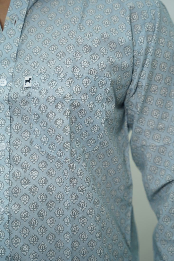 Light Blue Buti Printed Shirt