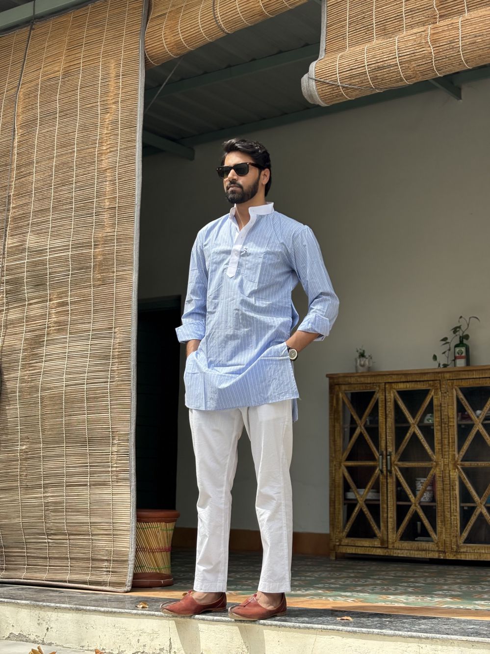 Light Blue Lining Long Kurta