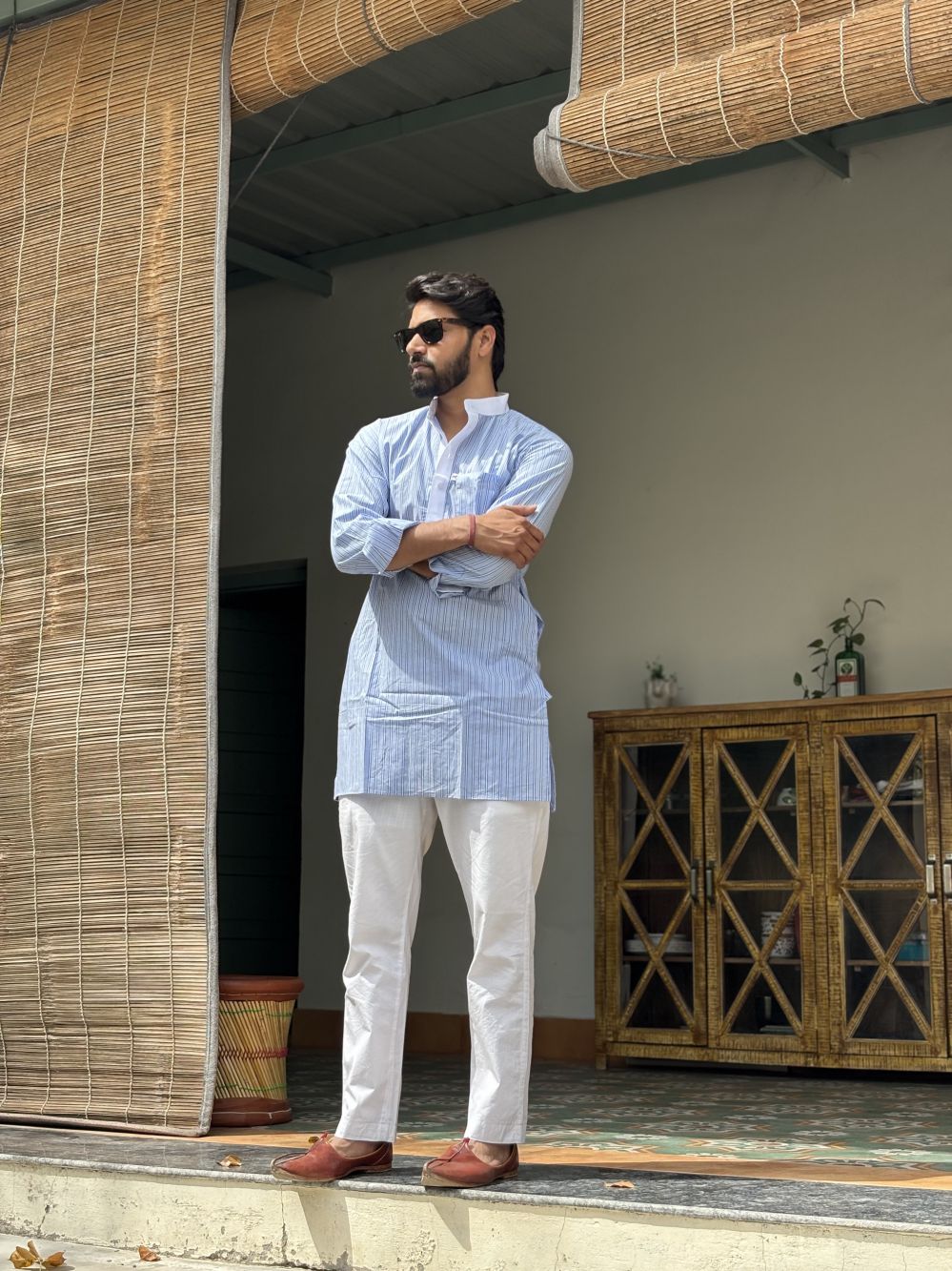 Light Blue Lining Long Kurta
