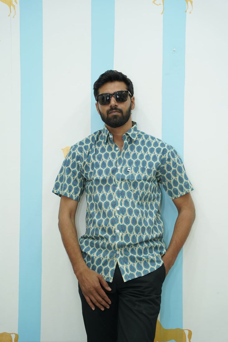 Light Blue Paisley Printed Shirt