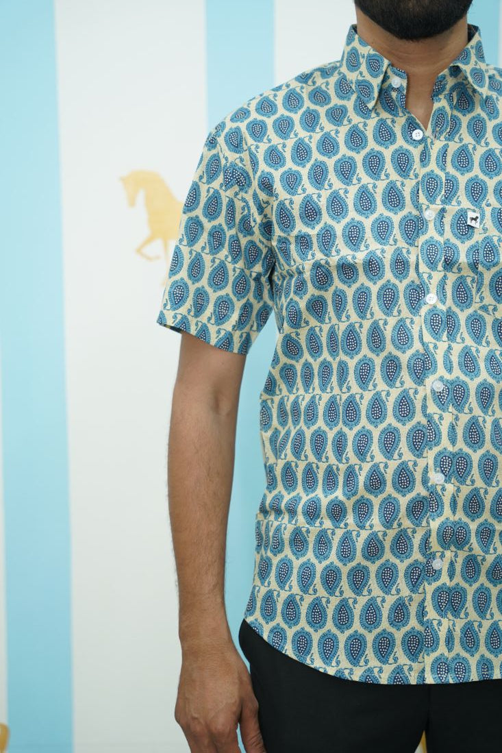 Light Blue Paisley Printed Shirt
