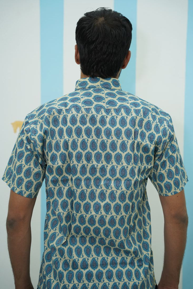 Light Blue Paisley Printed Shirt