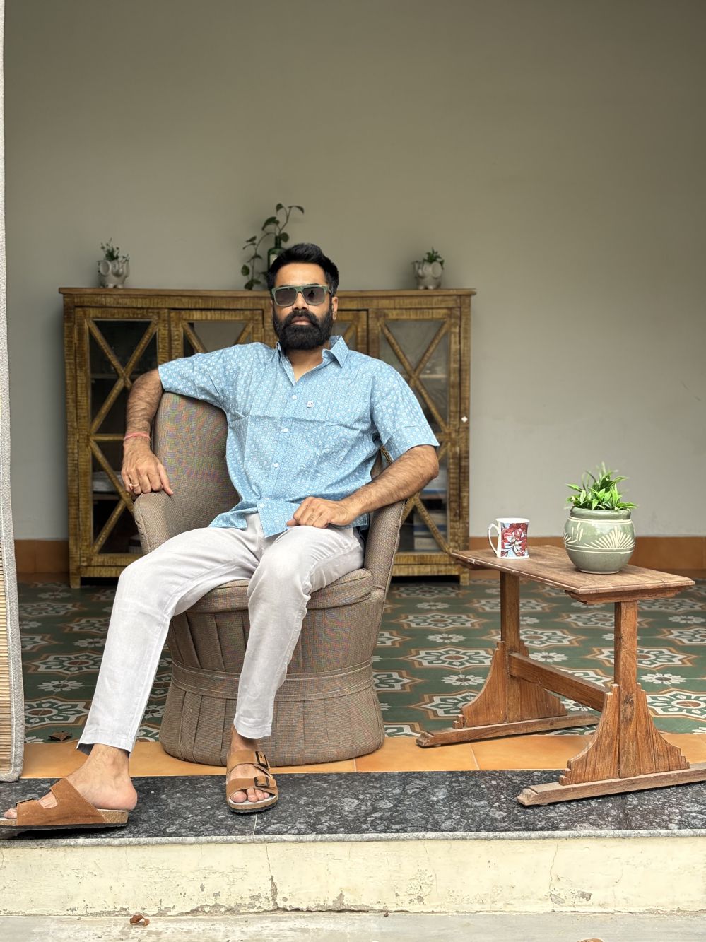 Light Blue Printed Shirt