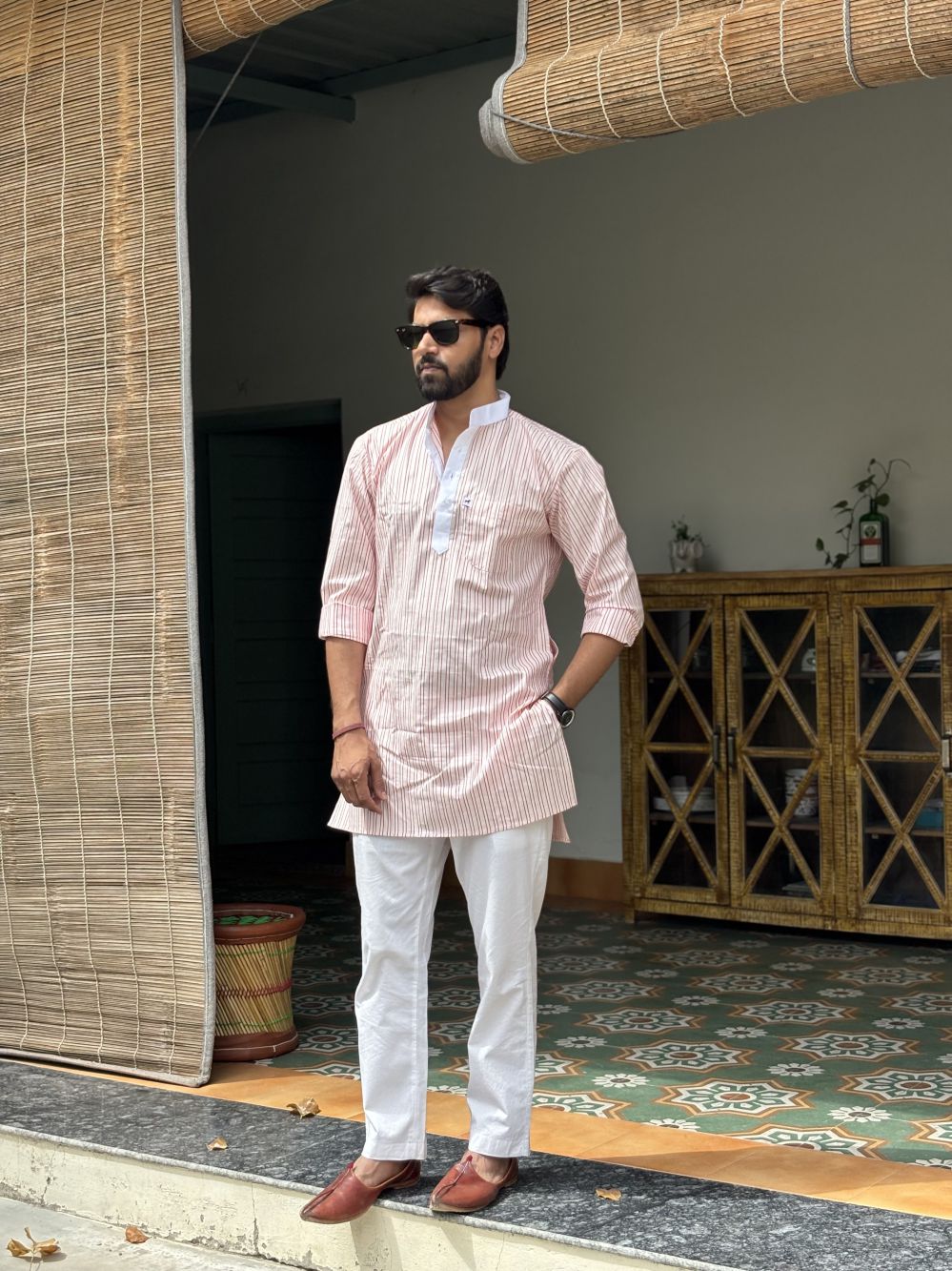 Light Pink Lining Long Kurta