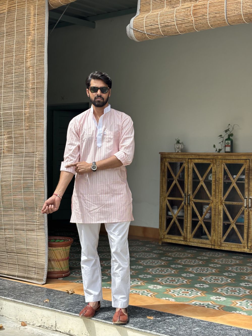 Light Pink Lining Long Kurta