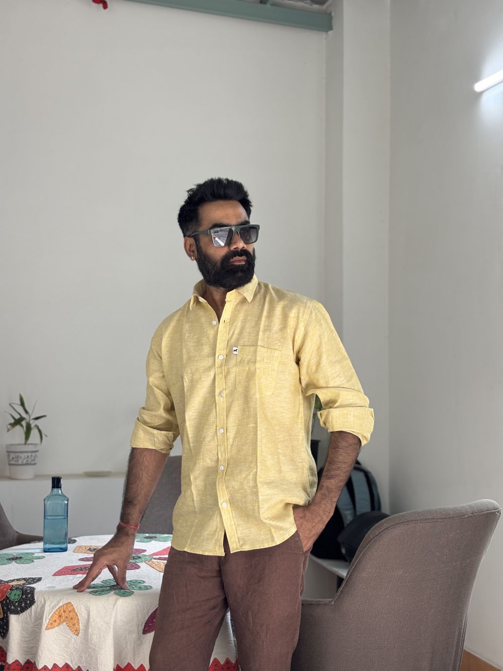 Light Yellow Plain Shirt