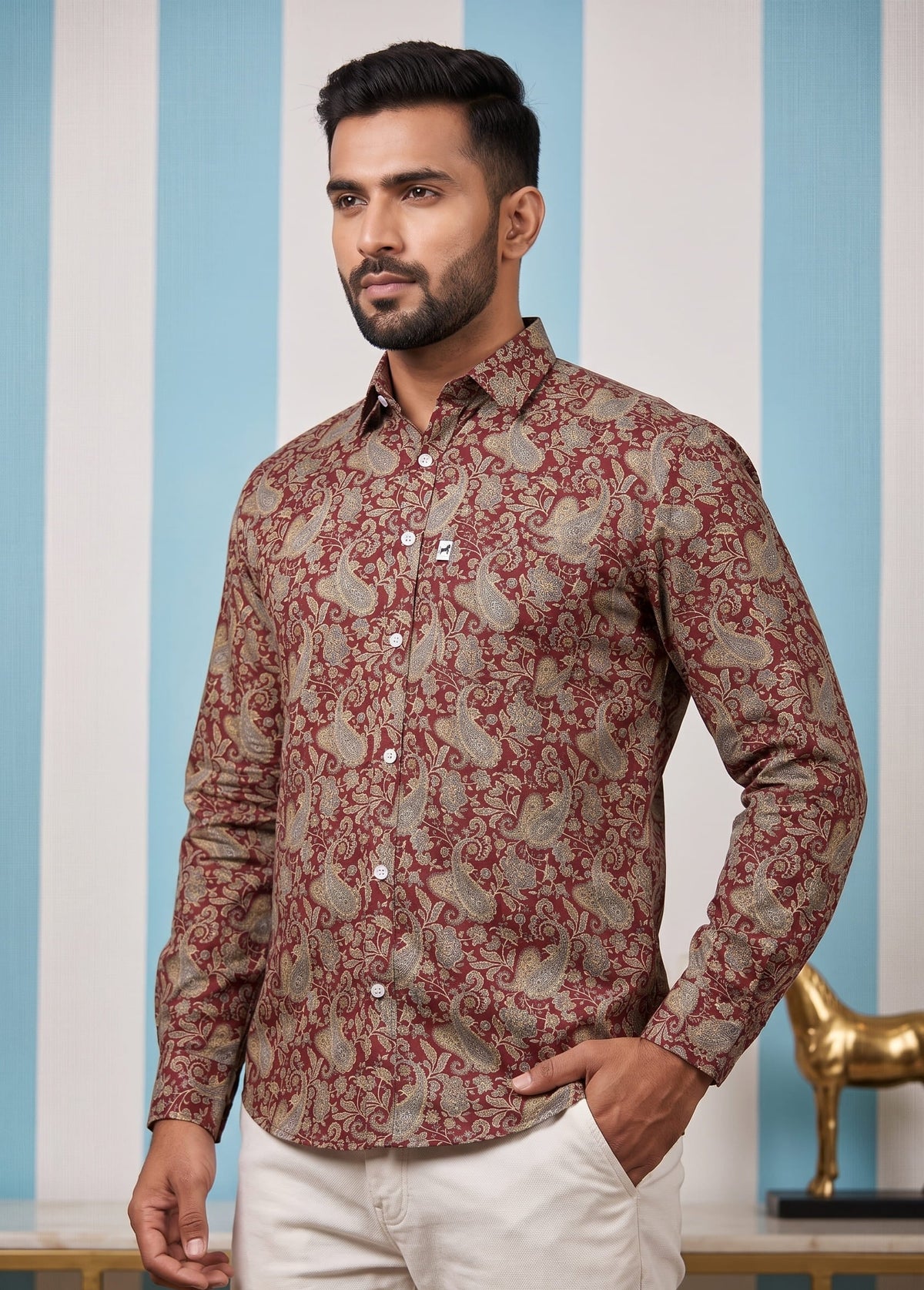 Maroon Paisley Printed Shirt