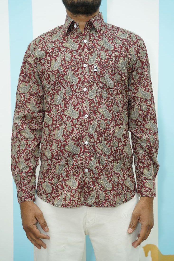Maroon Paisley Printed Shirt